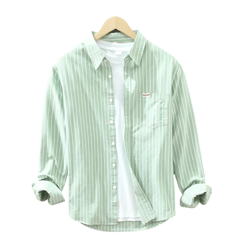 Men's Striped Linen Long Sleeve Shirt in Relaxed Fit