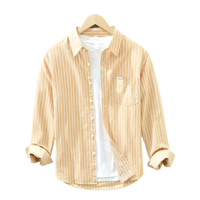 Men's Striped Linen Long Sleeve Shirt in Relaxed Fit