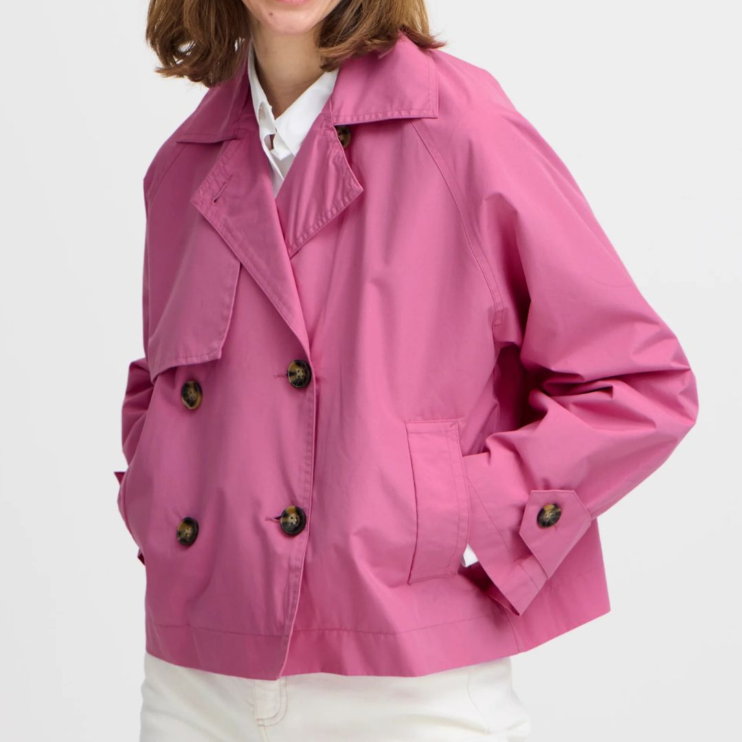 Boxy Fit Double-Breasted Water-Resistant Women's Jacket