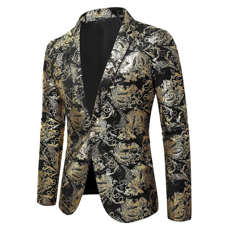 Baroque Pattern Single Button Men's Blazer in Tailored Fit