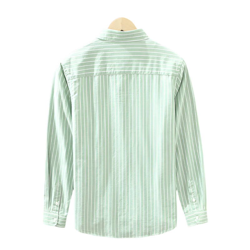Men's Striped Linen Long Sleeve Shirt in Relaxed Fit