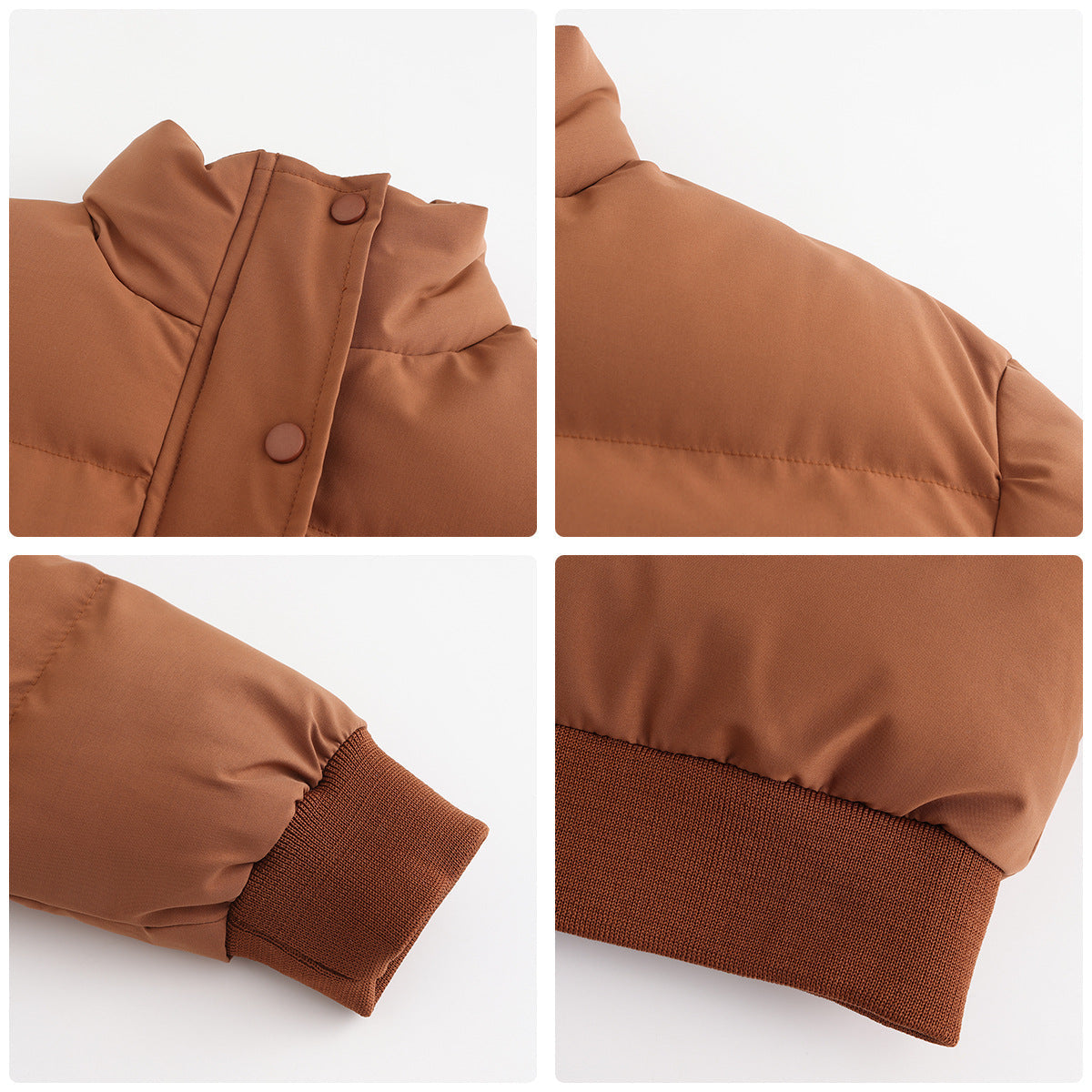 Cropped Quilted Puffer Jacket with High Neck, Water-Resistant