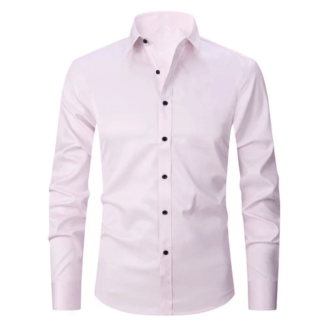 Slim Fit Woven Cotton Blend Dress Shirt with Spread Collar