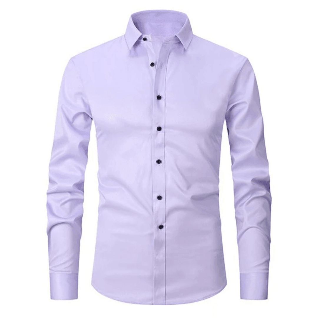 Slim Fit Woven Cotton Blend Dress Shirt with Spread Collar