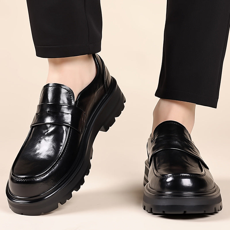 Men’s Leather Loafers – Slip-On Penny Strap – Moc Toe – Polished Dress Sole