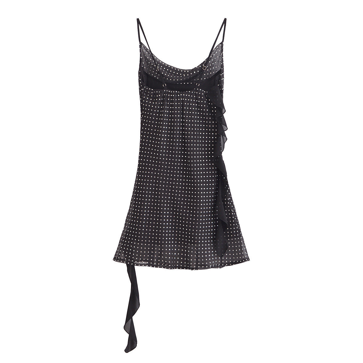 A-Line Mini Dress with Ruffle Polka Dot Print