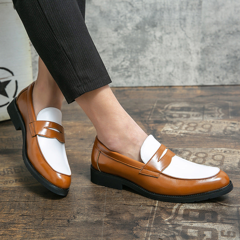 Men’s Loafers – Polished Leather – Slip-On – Two-Tone – Rubber Sole – Dress Casual