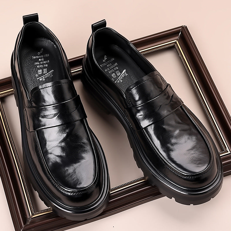 Men’s Leather Loafers – Slip-On Penny Strap – Moc Toe – Polished Dress Sole