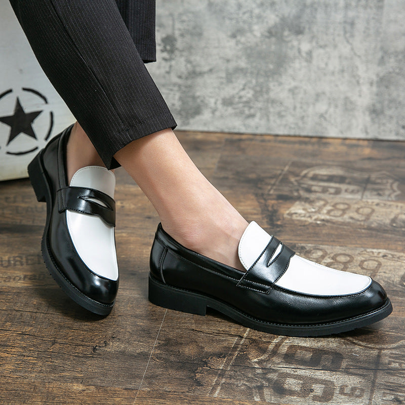 Men’s Loafers – Polished Leather – Slip-On – Two-Tone – Rubber Sole – Dress Casual