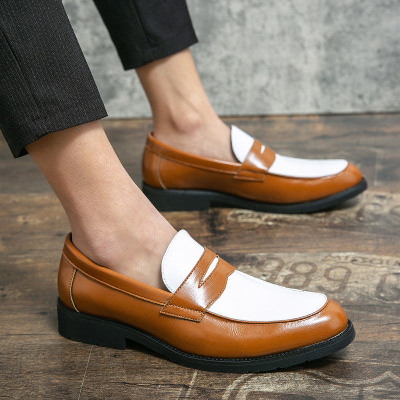 Men’s Loafers – Polished Leather – Slip-On – Two-Tone – Rubber Sole – Dress Casual