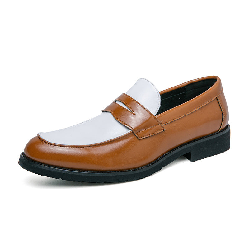 Men’s Loafers – Polished Leather – Slip-On – Two-Tone – Rubber Sole – Dress Casual