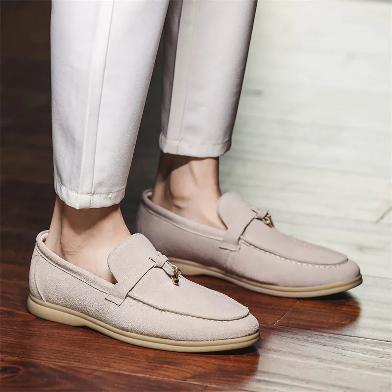 Men’s Loafers – Cow Suede – Slip-On – Rubber Sole – Minimalist Smart-Casual Style