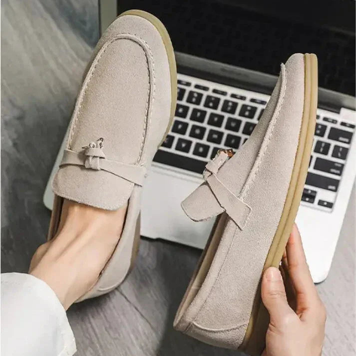 Men’s Loafers – Cow Suede – Slip-On – Rubber Sole – Minimalist Smart-Casual Style