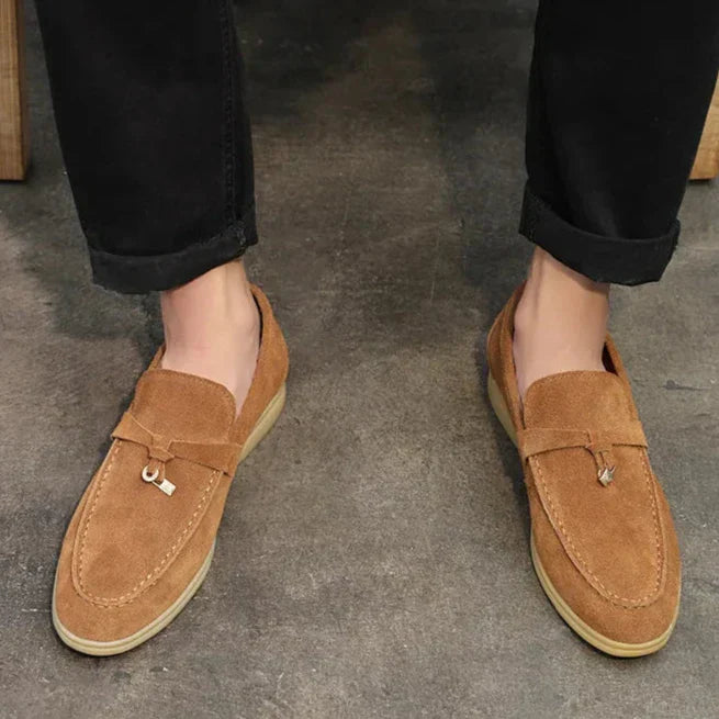 Men’s Loafers – Cow Suede – Slip-On – Rubber Sole – Minimalist Smart-Casual Style