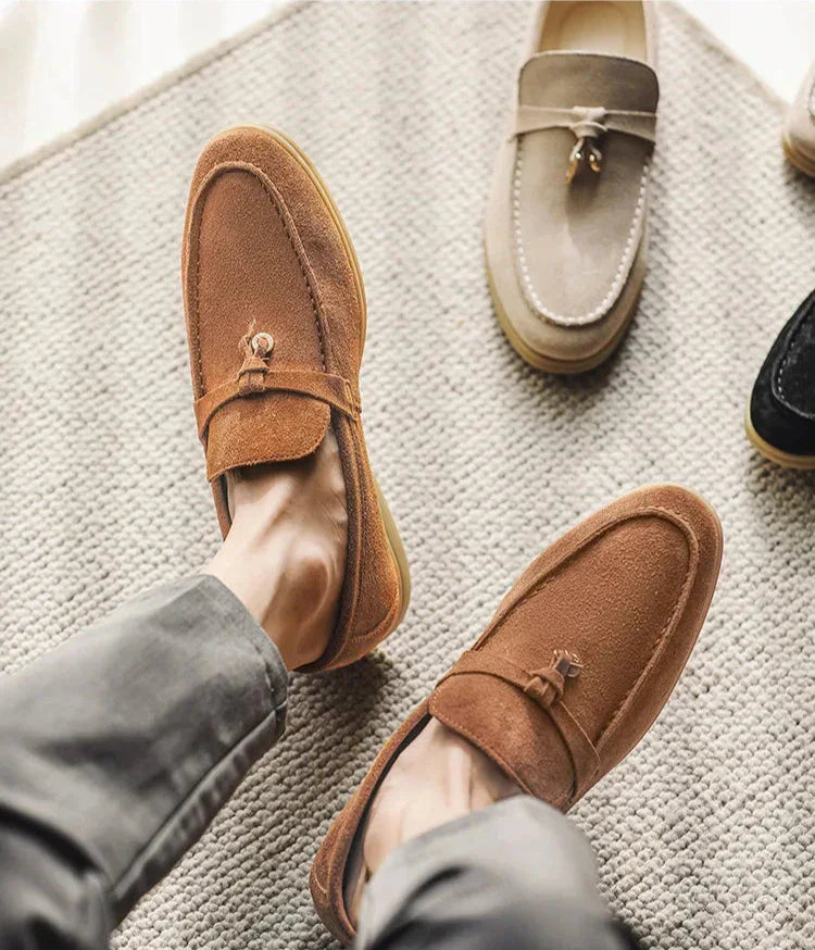 Men’s Loafers – Cow Suede – Slip-On – Rubber Sole – Minimalist Smart-Casual Style