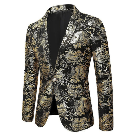 Baroque Pattern Single Button Men's Blazer in Tailored Fit